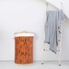 Vintiquewise Round Foldable Bamboo Laundry Hamper with Lid and Handles for Easy Carrying QI004430-B_RO